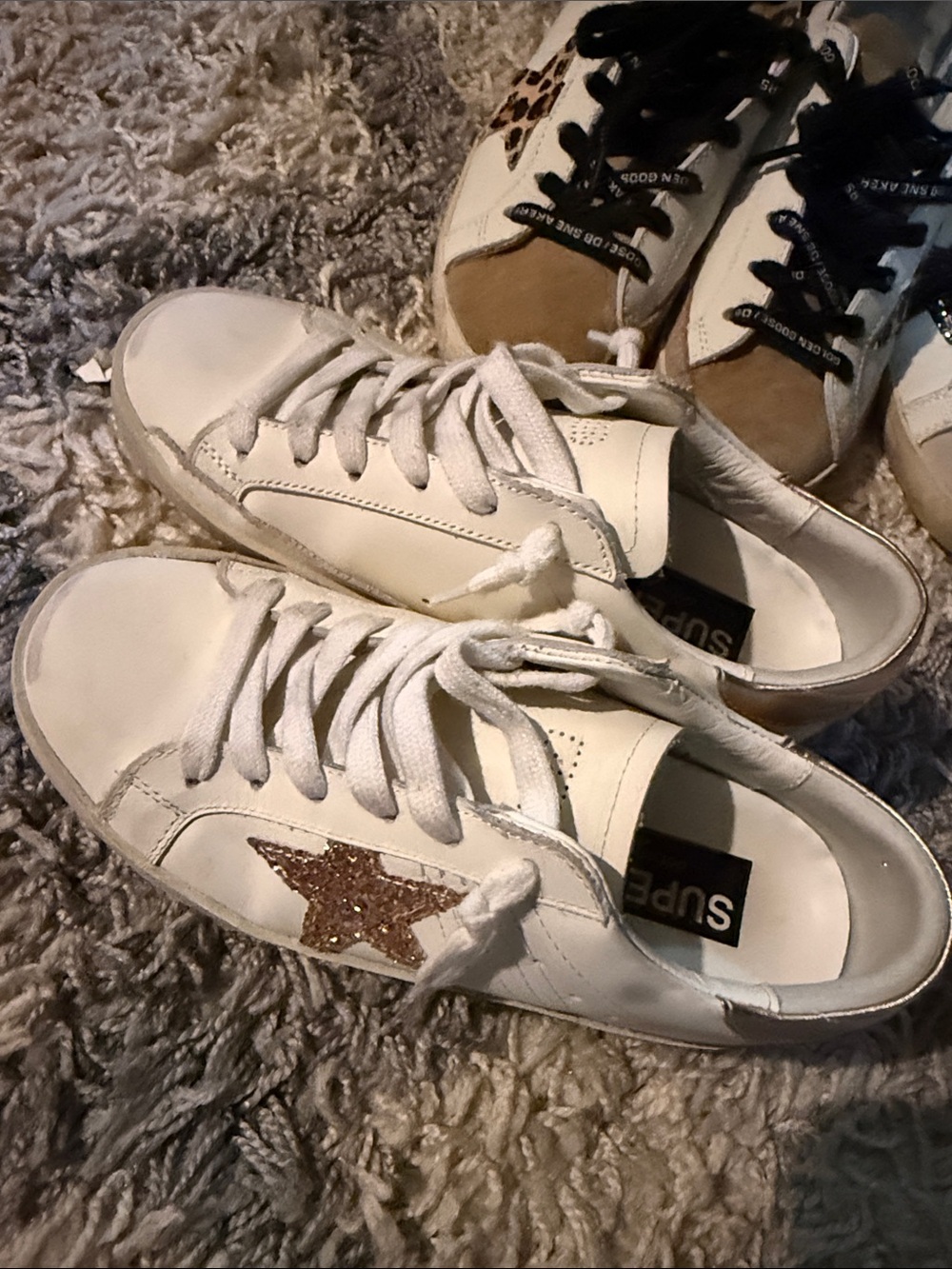 Golden Goose White Sneakers with Gold Glitter Star